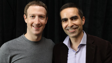 Instadeep founder Karim Beguir with Mark Zuckerberg, founder of Facebook.